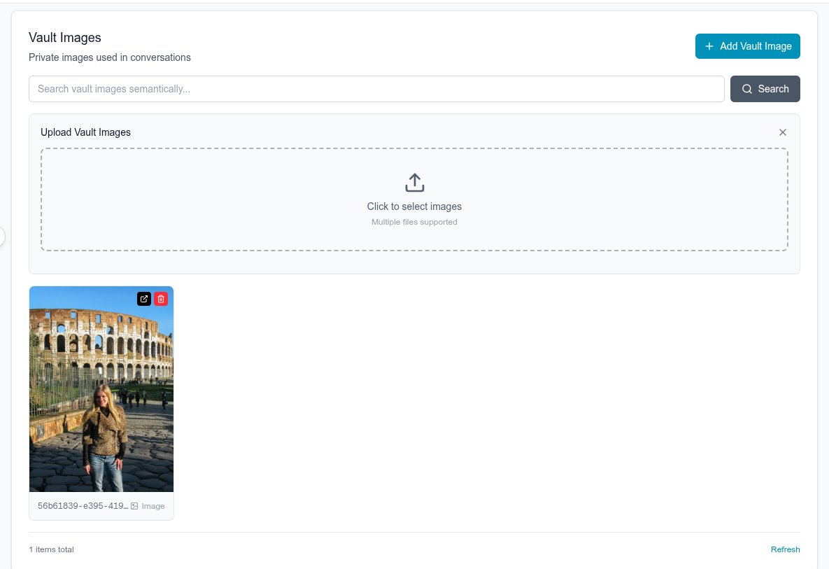 Dashboard interface for uploading bot vault images